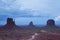 The West and East Mitten Buttes and Merrick\'s Butte at night