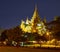 West Gate of Shwedagon through the evening park, Yangon, Myanmar