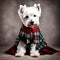 West highland white terrier wearing tartan - ai generated image