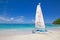 West Indies, Caribbean, Antigua, Long Bay, Beach & Hobie Cat