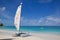 West Indies, Caribbean, Antigua, Long Bay, Beach & Hobie Cat