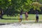 West Indies, Caribbean, Antigua, St Mary, Ffryes Beach, Youngsters Playing Cricket on the Beach