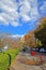 West Main Street of Roosevelt Island in Autumn, New York City