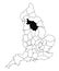West riding County map in England on white background. single County map highlighted by black colour on England administrative