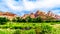 The West Temple, Sundial and Altar of Sacrifice Mountains viewed from the Pa`rus Trail in Zion National Park, Utah