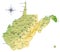 West Virginia highly detailed physical map