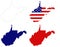 West Virginia map with USA flag - state in the Appalachian region of the Southern United States