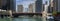 West Wacker Drive Skyline panorama in Chicago