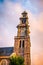 Westerkerk Church in Amsterdam at sunset