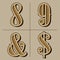 Western alphabet letters vintage numbers design vector