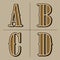 Western alphabet letters vintage vector (a, b, c, d)