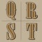 Western alphabet letters vintage vector (q, r, s, t)