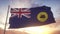 Western Australia flag, Australia, waving in the wind, sky and sun background