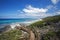Western Australia â€“ rough coastline with stairway to the beach