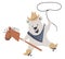 Western bear baby ride horse cute print. Wild west animal with hat, boot, lasso rope.