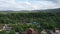 Western Caucasus. Settlement Kamennomostky in the floodplain of the Belaya River. Filmed in the evening from a quadcopter.