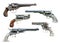 Western cowboy pistol booster pack 2 is a collection of assorted deadly and elegant hand gun firearms on a isolated white