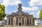 Western facade and tower of Ludwig Church in Saarbrucken, German