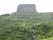 Western Ghats of India- Monsoon season- lush greenery and cloud covered hills with small waterfalls