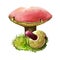 Western giant puffball or Calvatia booniana mushroom closeup digital art illustration. Boletus has round shape of body.