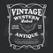 Western hand drawn frame label blackboard vintage banner