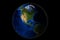 Western hemisphere of the globe. View of planet earth from space, America. Globe on an isolated black background. 3d illustration