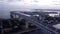 Western High-Speed Diameter, Kanonersky Island Saint Petersburg Russia aerial video in an early summer morning