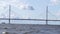 Western high-speed diameter ZSD in St. Petersburg, Russia. Road bridge over the Gulf of Finland and the Neva river
