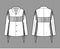 Western jacket technical fashion illustration with fringe, oversized, long sleeves, notched collar, button opening. Flat