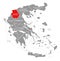 Western Macedonia red highlighted in map of Greece