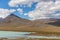 Western Mongolia mountainous landscape. View at Tsaagan Gol River, White River. Altai Tavan Bogd National Park, Bayan-Ulgii