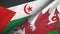 Western Sahara and Wales two flags textile cloth, fabric texture