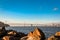 The western span of the Oakland Bay Bridge at sunrise.