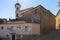 Western wall and bell tower of Saint Dimitar of Thessaloniki Orthodox church in the city of Plovdiv