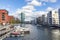 Westhafen tower and West Marina in Frankfurt am Main, Germany