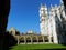 Westminster Abbey. Cloister, grass and towers. London, United Kingdom.