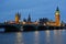 Westminster Bridge Houses of Parliament at dusk.