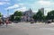 Westminster, London, Uk - June 8, 2018: view across the road of Westminster Abbey with people and traffic, making a street scene