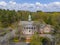 Weston Town Hall aerial view, Massachusetts, USA