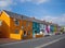 WESTWARD HO!, DEVON, ENGLAND- MAY 7 2020: Colourful row of terrace houses in this small but popular and picturesque