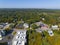 Westwood historic town center aerial view, Massachusetts, USA