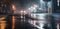 Wet asphalt, reflection of neon lights,Dark background scene of empty street, night view, night city