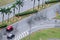 Wet asphalt road with cars. View from above