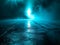 Wet asphalt road in a dark mysterious foggy night. Abstract background. 3D rendering Generative AI