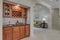 Wet Bar with wood cabinets