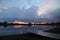 Wet bathing bridge mirrors the clouds