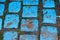 Wet blue cobblestone pathway