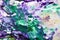 Wet blue purple green mix painting spots background, paint and water