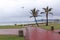 Wet Brick Paved Pathways Leading to Beach