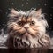 Wet cat sits in a bath in soapy foam with bubbles,